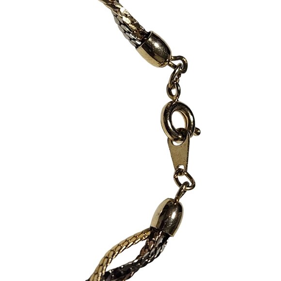 Elegant Twisted Chain Bracelet Two Tone Gold Silver Minimalist Fashion Jewelry - Picture 3 of 4